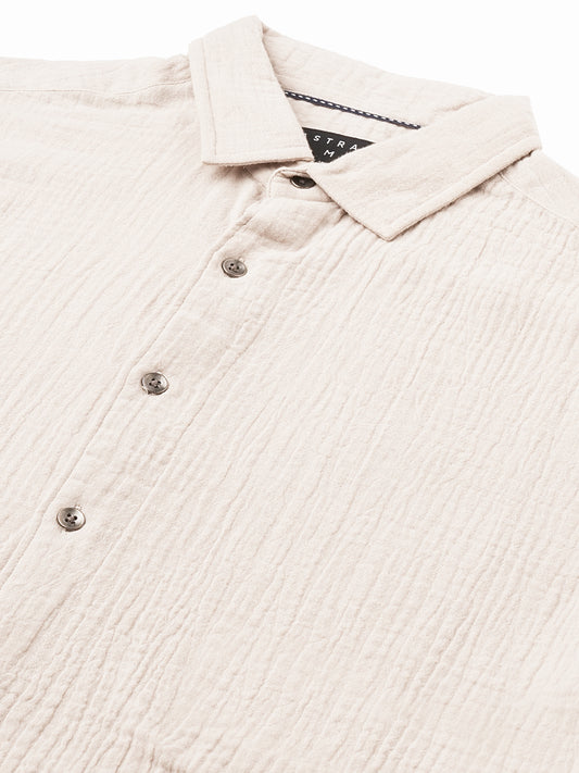Malibu Beige Double Cloth Crinkled Shirt