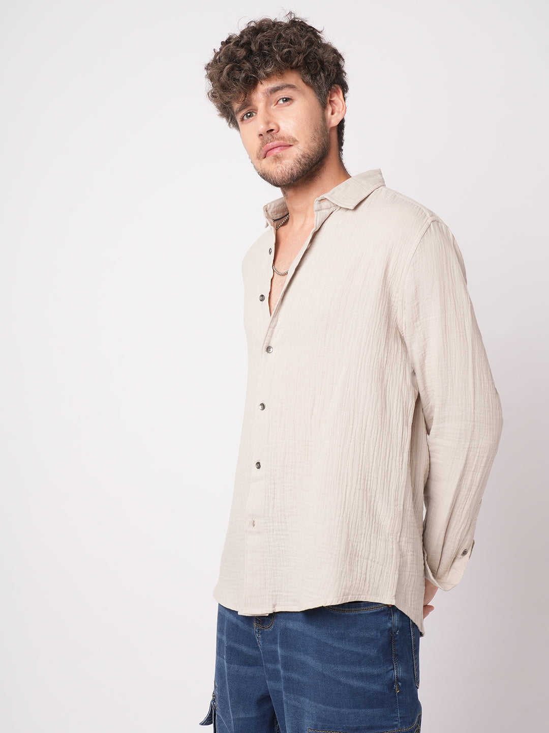 Malibu Beige Double Cloth Shirt