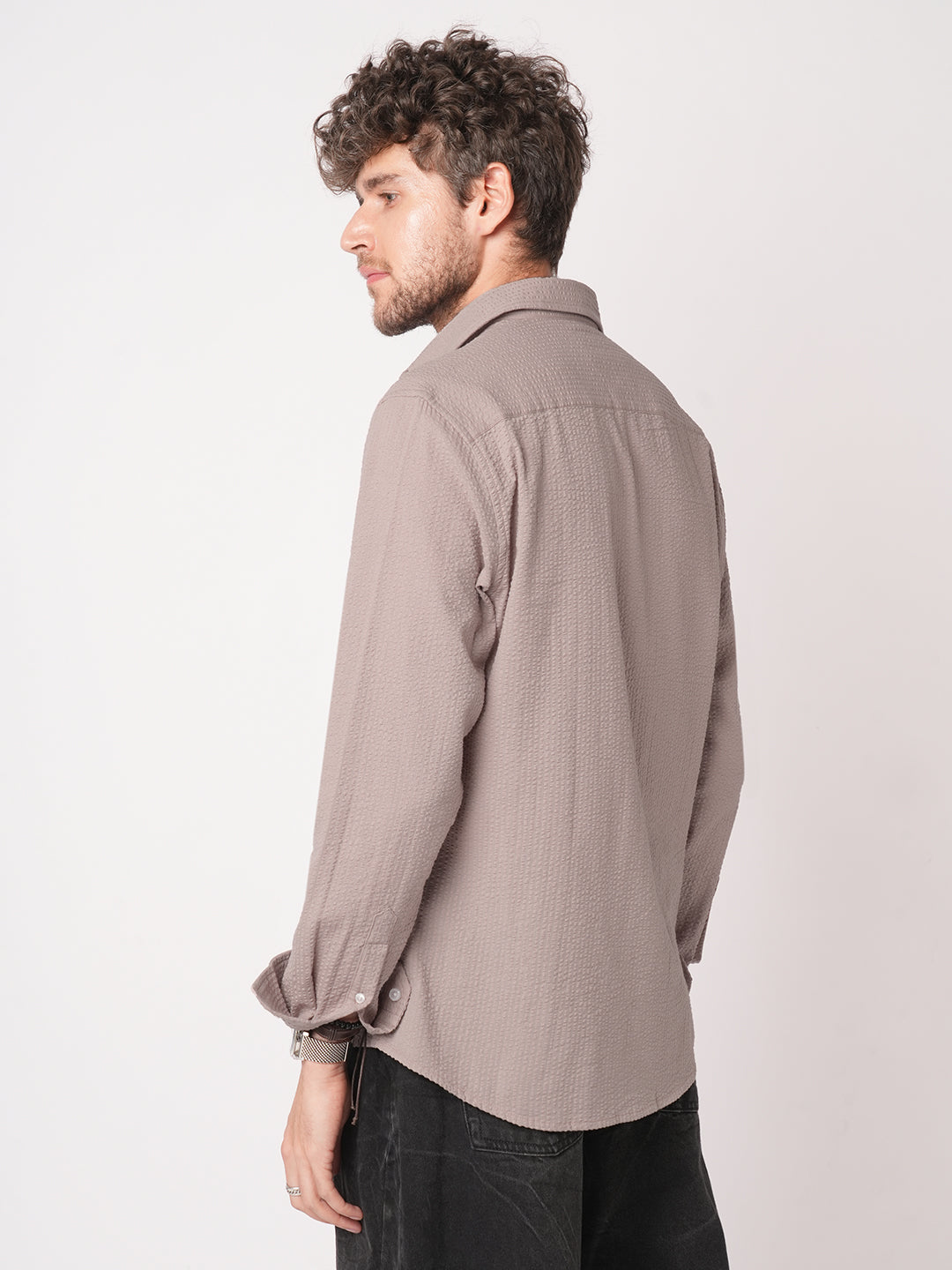 Taupe Seersucker Opulent Shirt