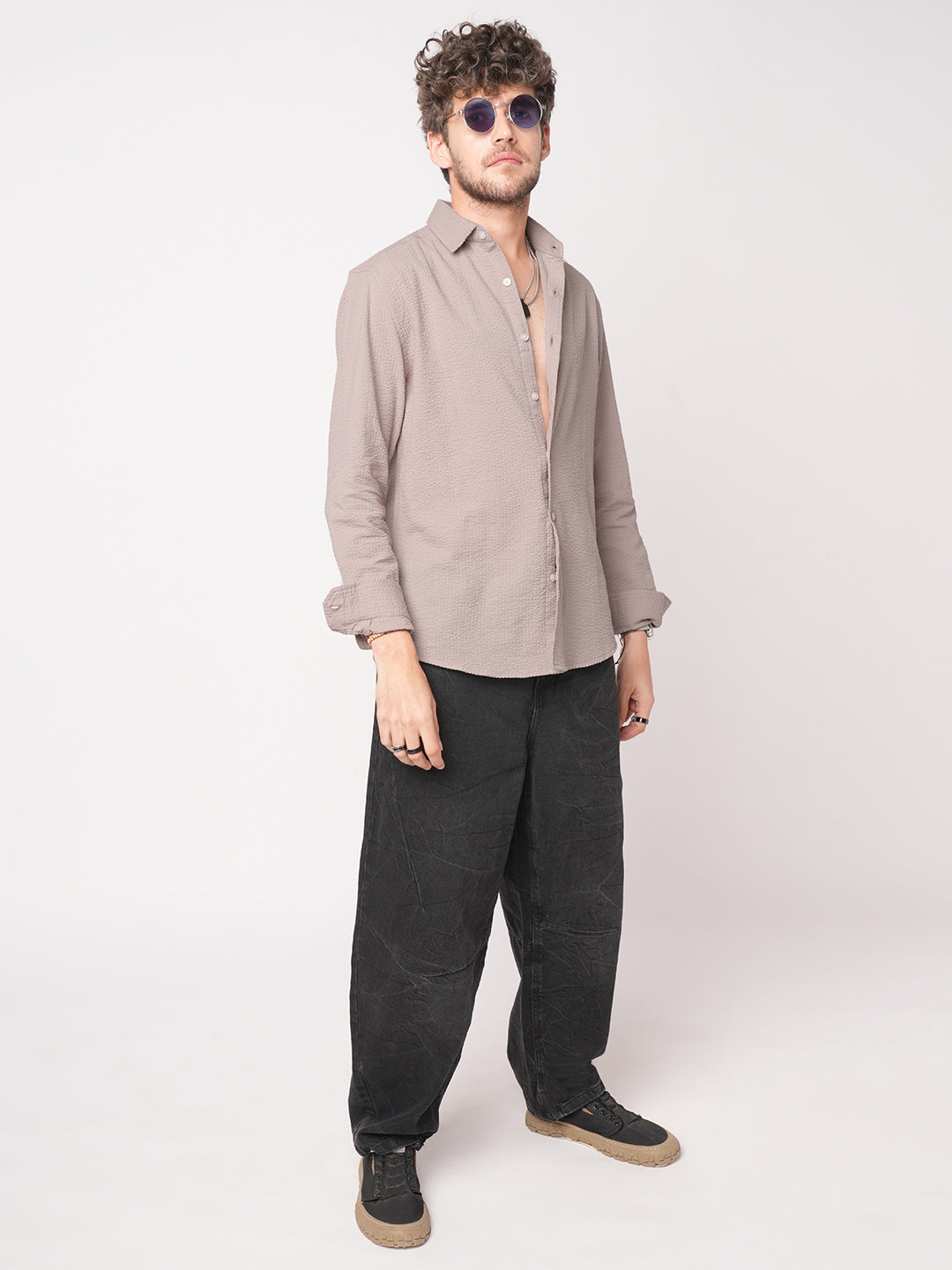 Taupe Seersucker Opulent Shirt
