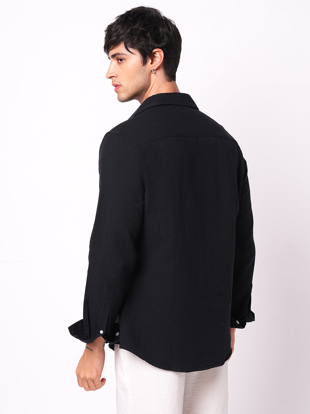 Eternal Midnight Black Double Cloth Elegance Shirt