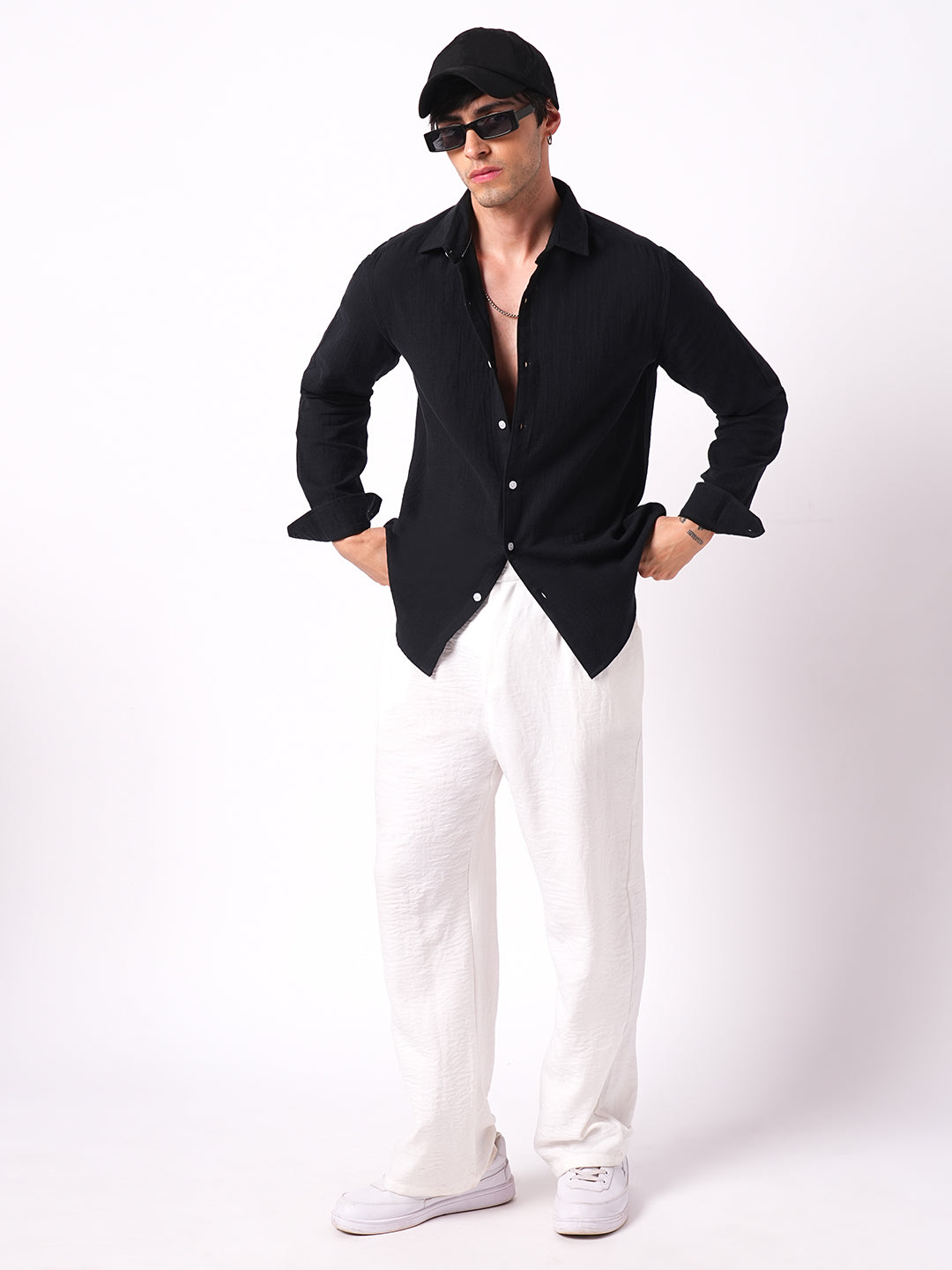 Eternal Midnight Black Double Cloth Elegance Shirt