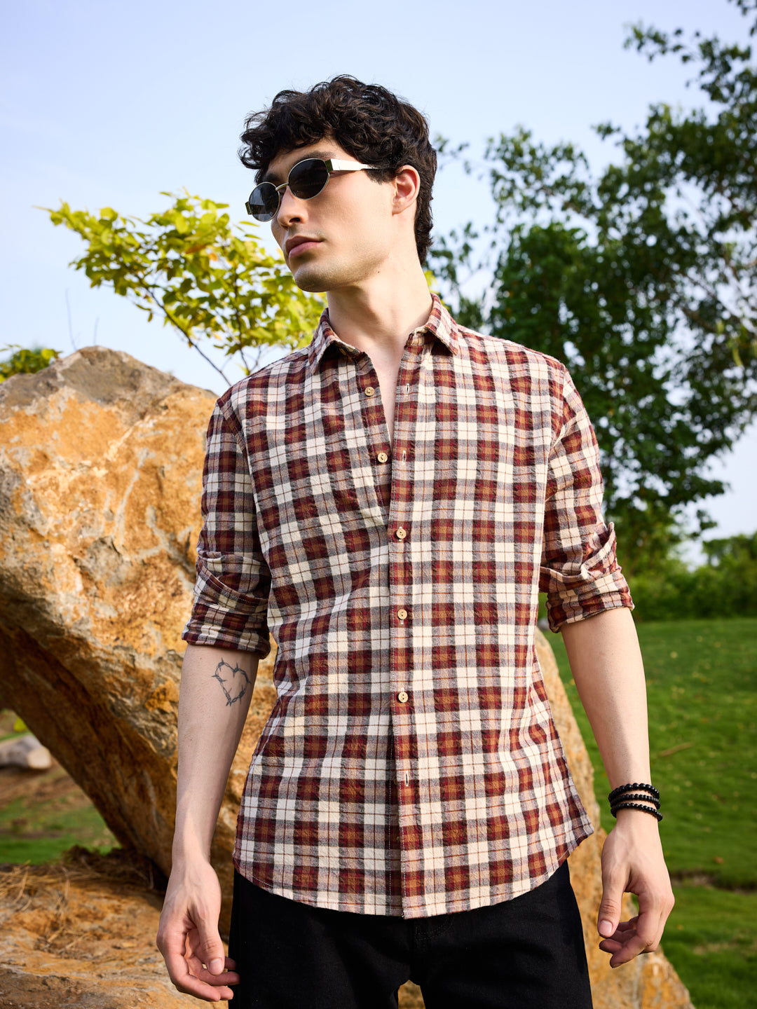 Rustic Auburn Checkmate Seersucker Shirt