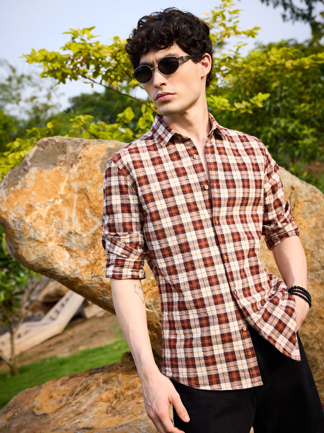 Rustic Auburn Checkmate Seersucker Shirt