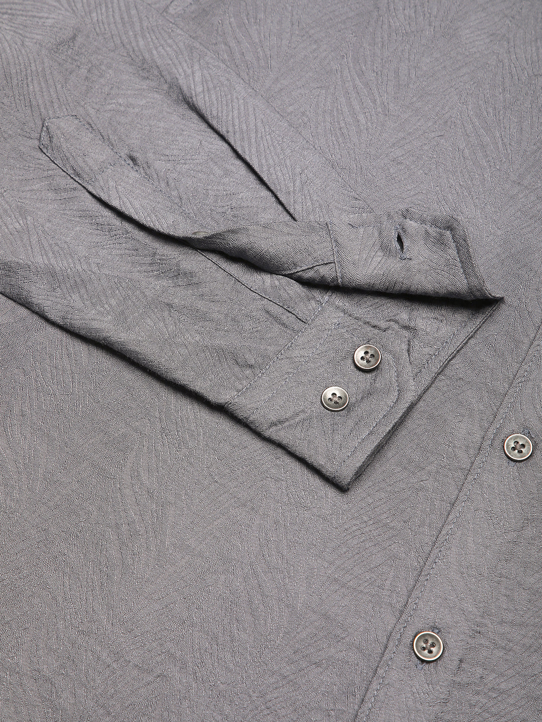 Gunmetal Grey Rhythmic Wave Jacquard Shirt