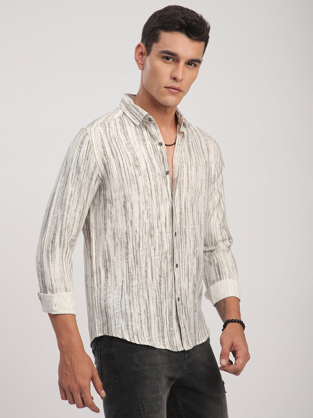White & Grey Monsoon Mist Printed Shirt
