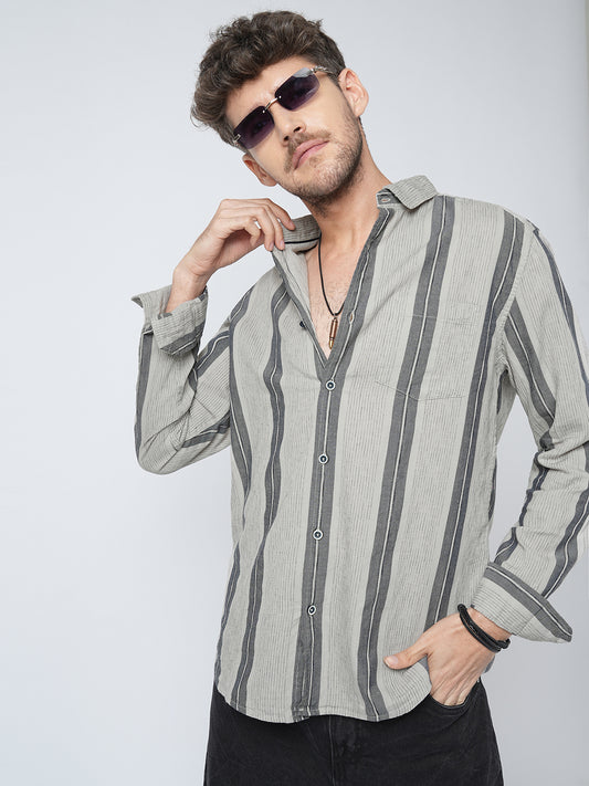 Grey Slateway Stripe Textured Shirt