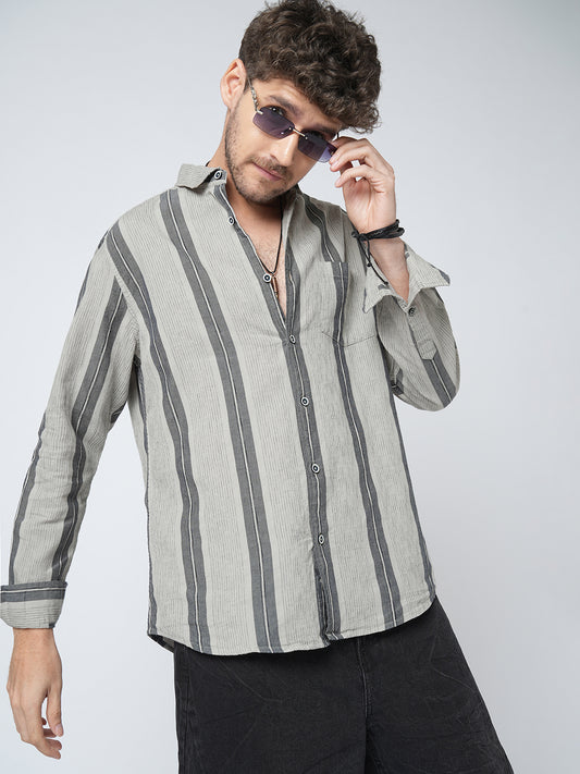 Grey Slateway Stripe Textured Shirt
