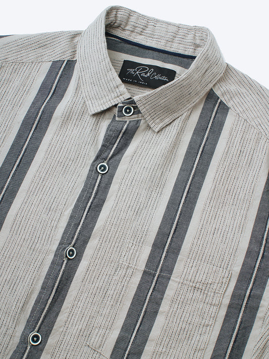 Grey Slateway Stripe Textured Shirt