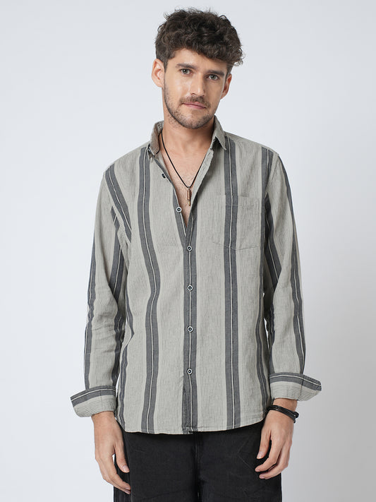 Grey Slateway Stripe Textured Shirt