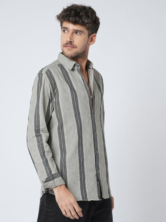 Grey Slateway Stripe Textured Shirt