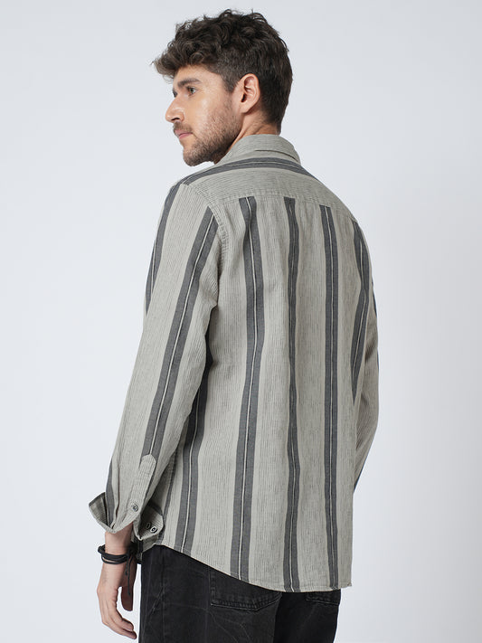 Grey Slateway Stripe Textured Shirt