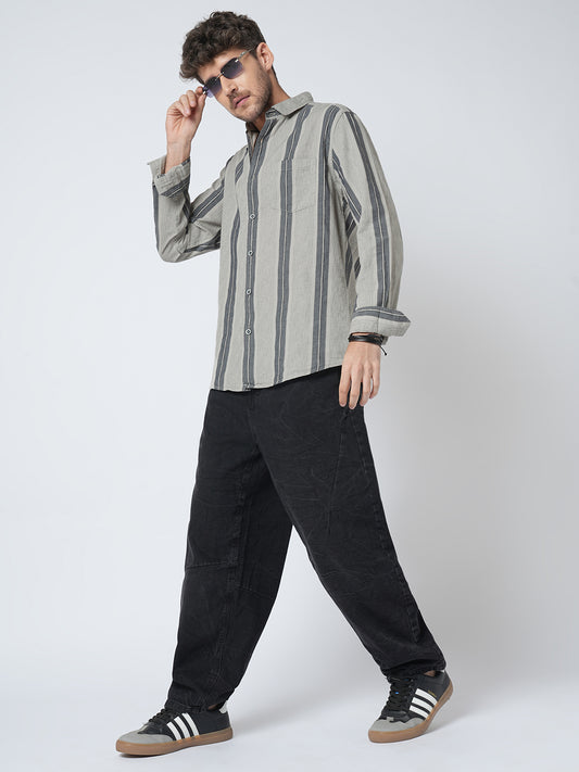 Grey Slateway Stripe Textured Shirt