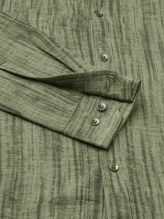 Olive Tie & Dye Printed Shirt