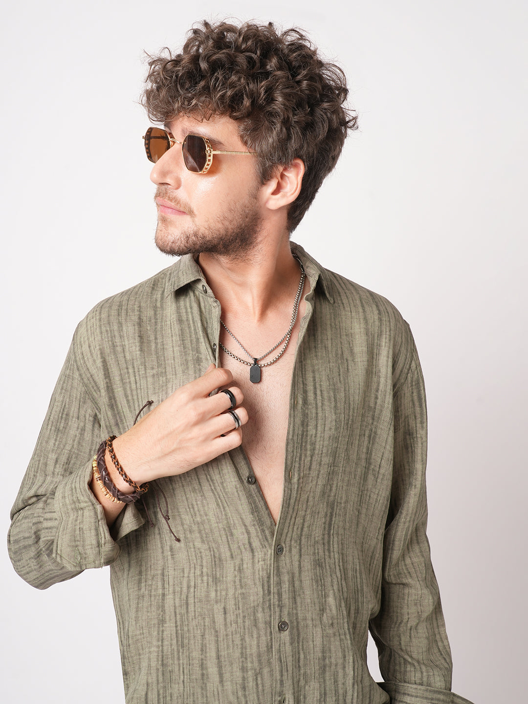 Khaki Sandstone Printed Shirt