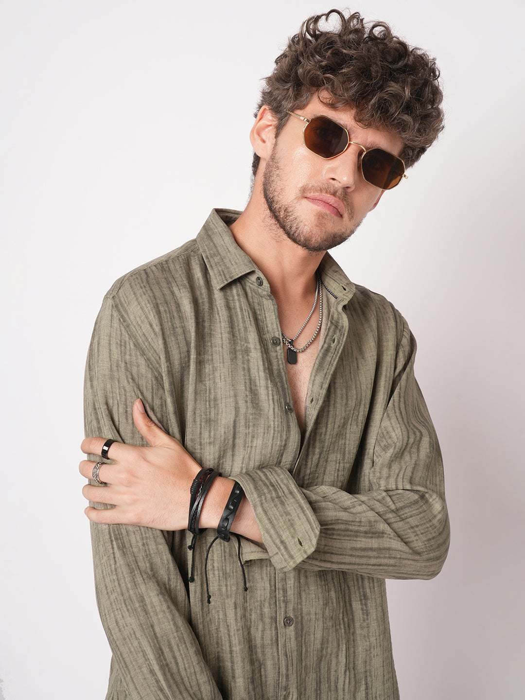 Khaki Sandstone Printed Shirt