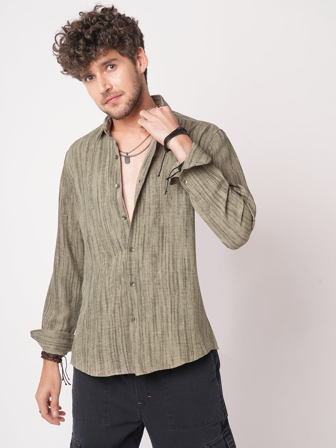Khaki Sandstone Printed Shirt