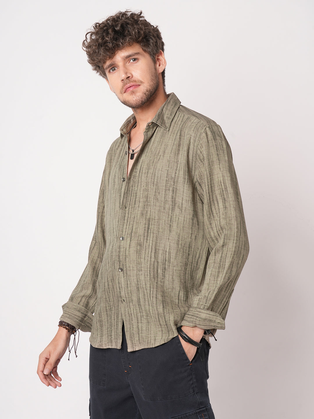 Khaki Sandstone Printed Shirt
