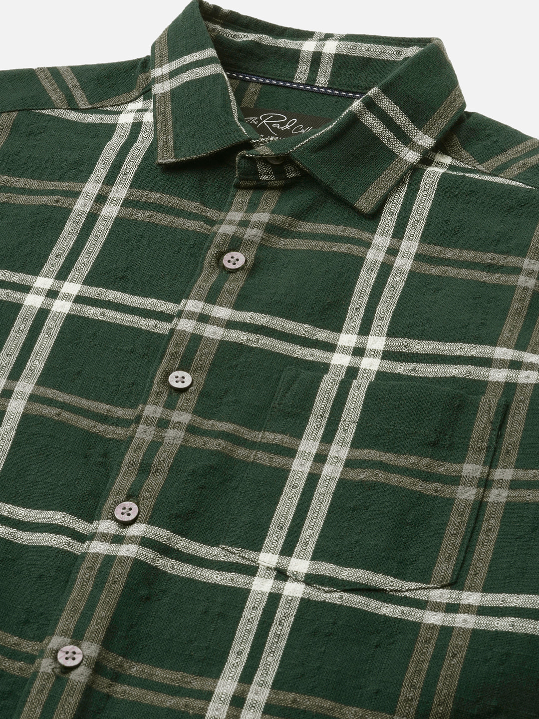 Hunter Green Classic Plaid Checks Jacquard Shirt