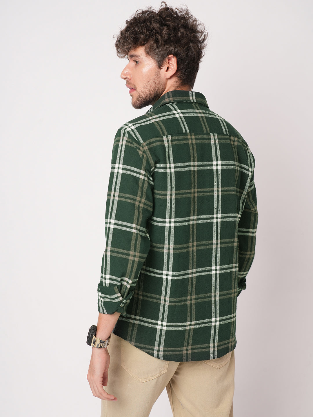 Hunter Green Classic Plaid Checks Jacquard Shirt