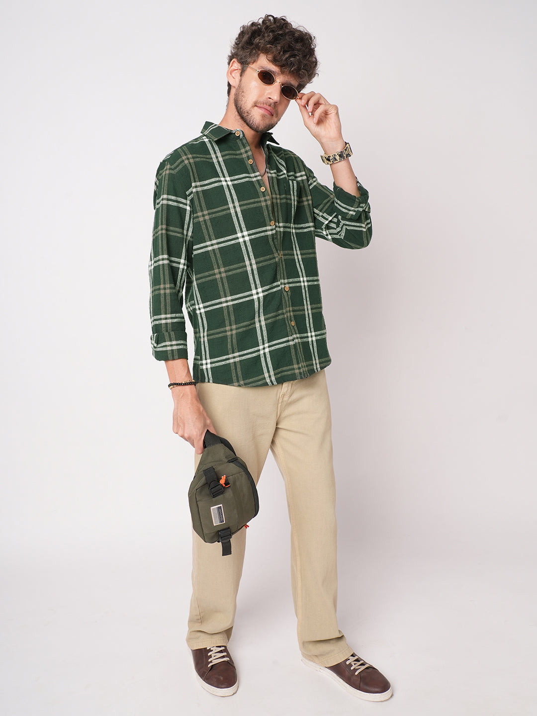 Hunter Green Classic Plaid Checks Jacquard Shirt