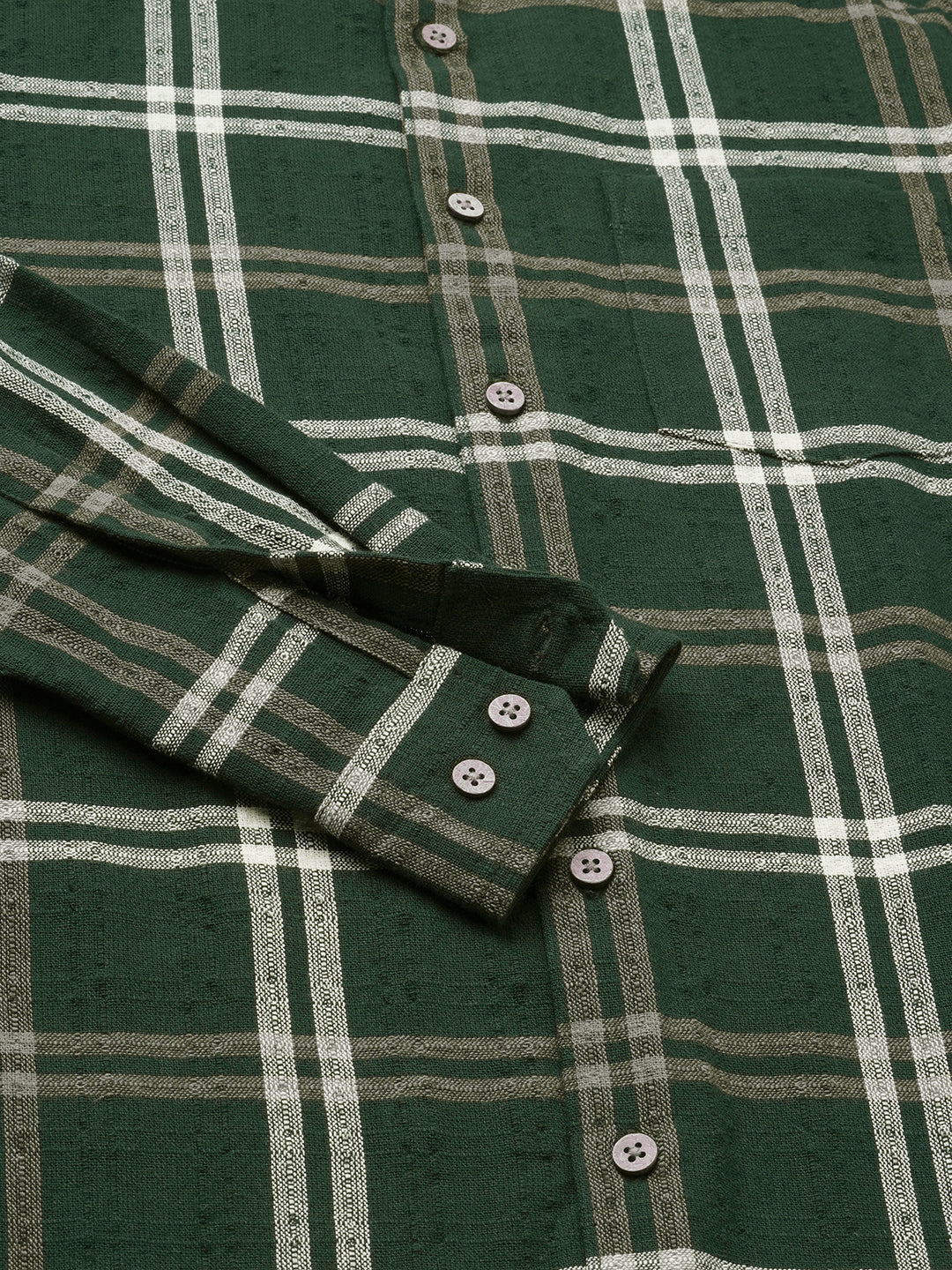 Hunter Green Classic Plaid Checks Jacquard Shirt