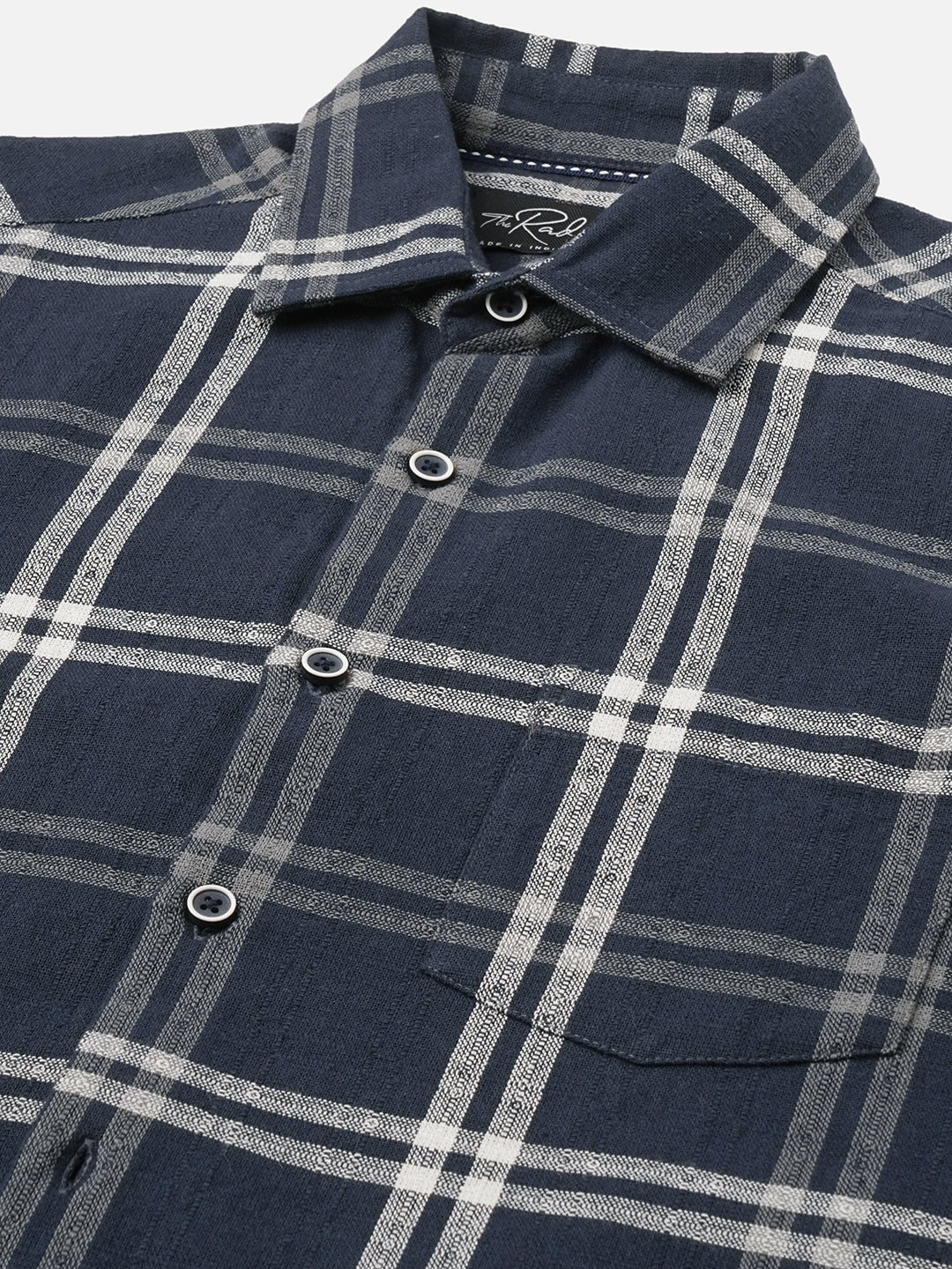 Midnight Blue Classic Plaid Checks Jacquard Shirt