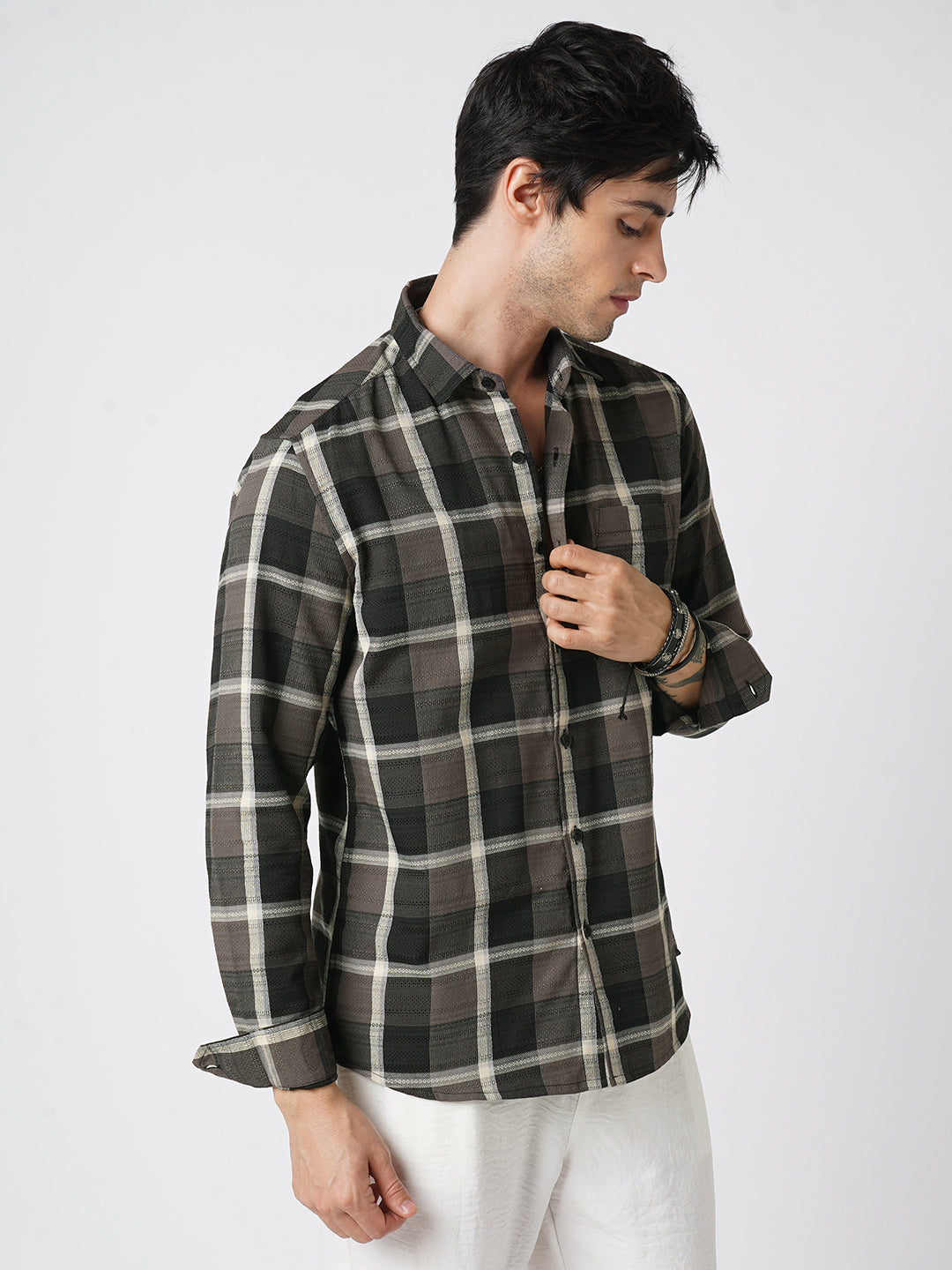 Nocturne Crest Luxe Plaid Black Shirt