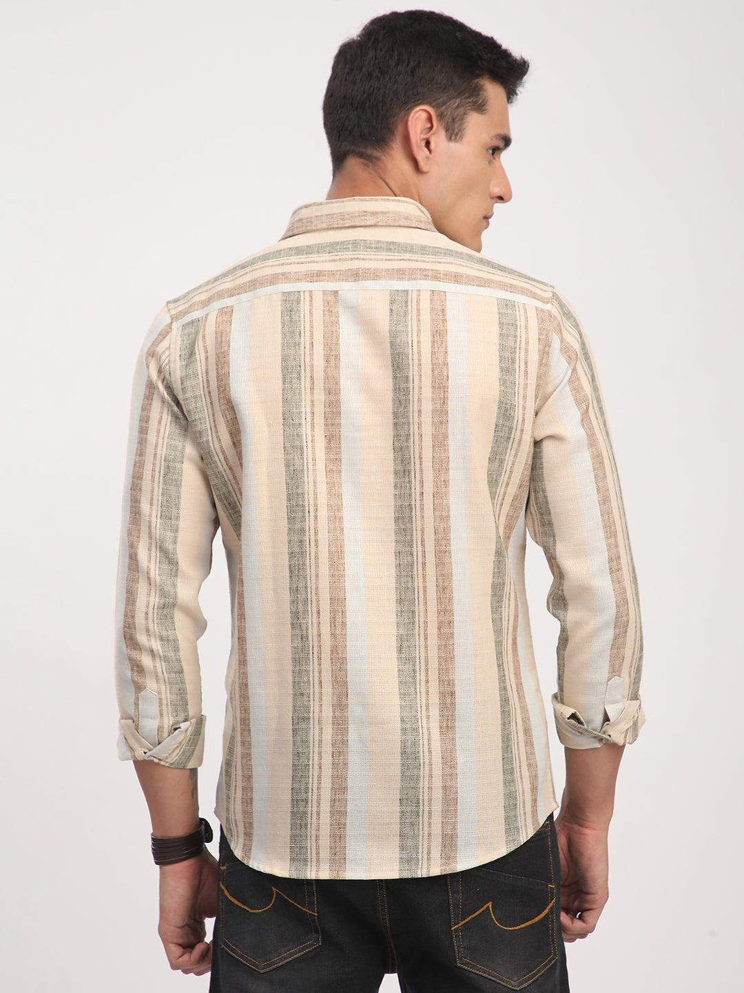 Elegant Multicolor Striped Linen Blend Shirt