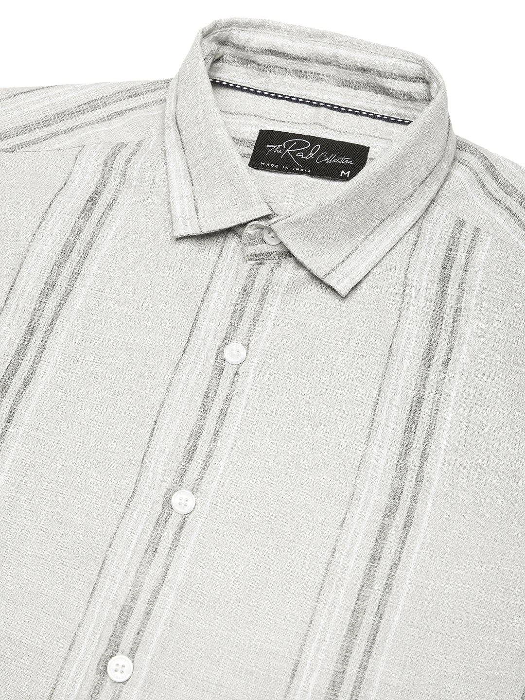 Light Grey Marine Mist Striped Linen Blend Shirt