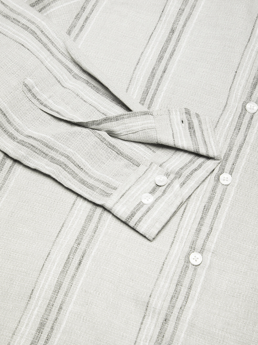 Light Grey Marine Mist Striped Linen Blend Shirt