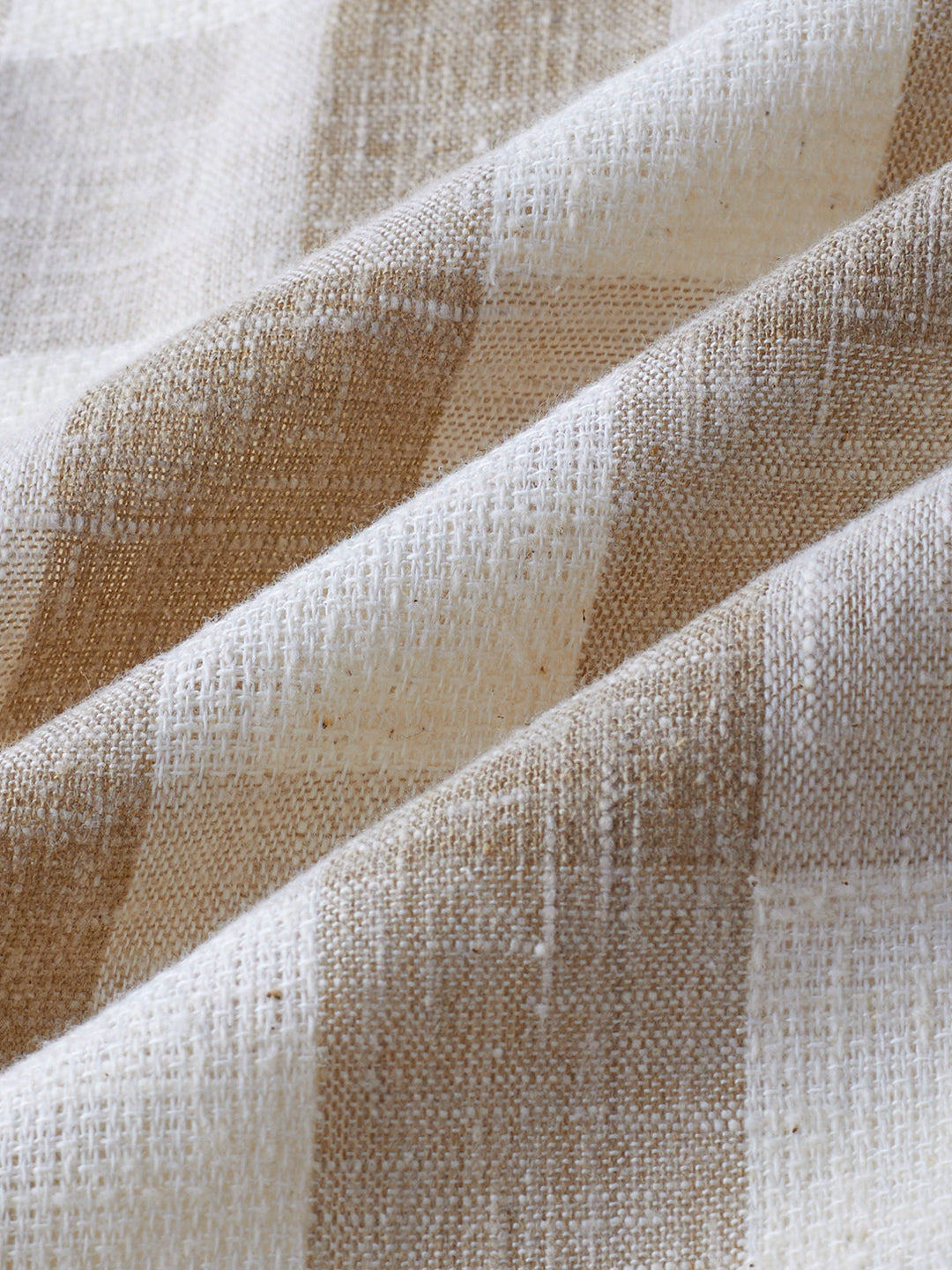 Vintage Khaki Linen Blend Square Checks Jacquard Shirt