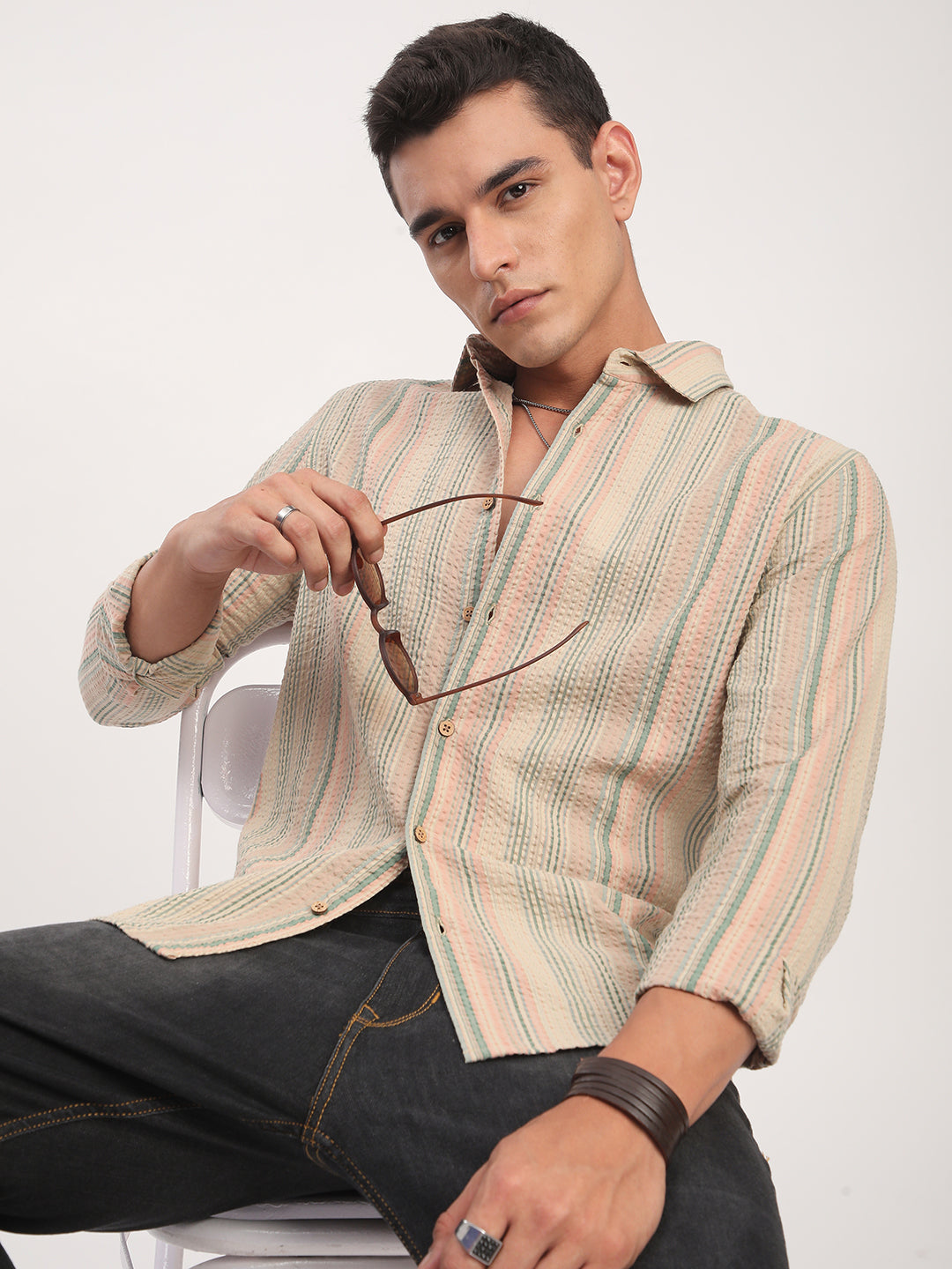 Soft Sorbet Multicolour Striped Seersucker Shirt