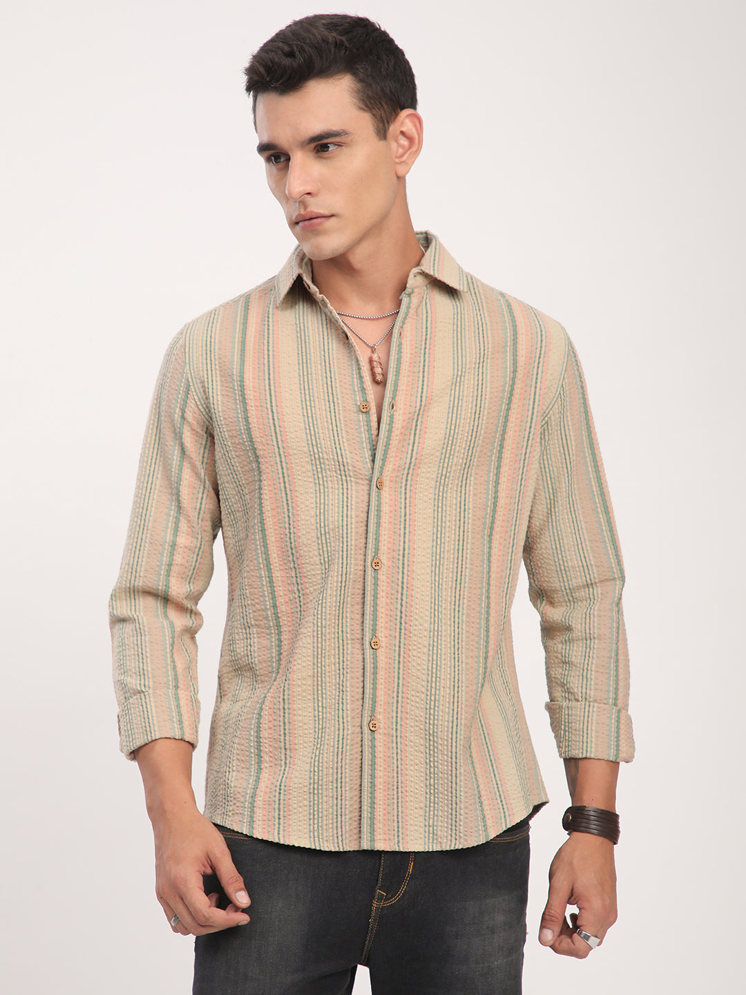 Soft Sorbet Multicolour Striped Seersucker Shirt