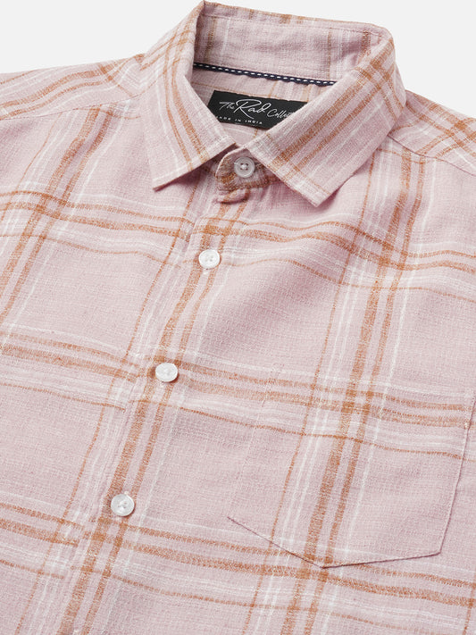 Lilac Luster Plaid Checks Linen Blend Shirt