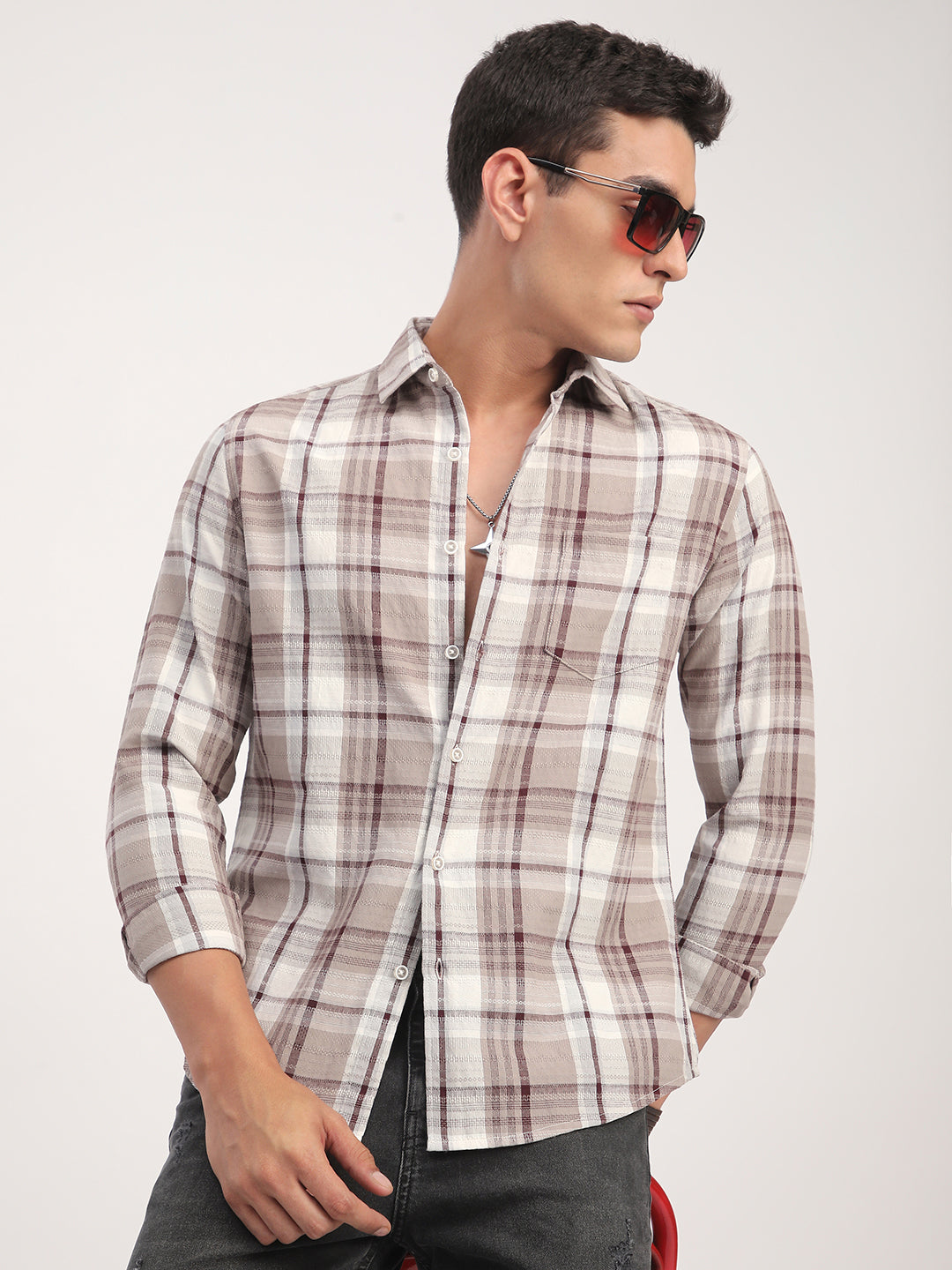 Ethereal Multicolour Checkered Textured Shirt
