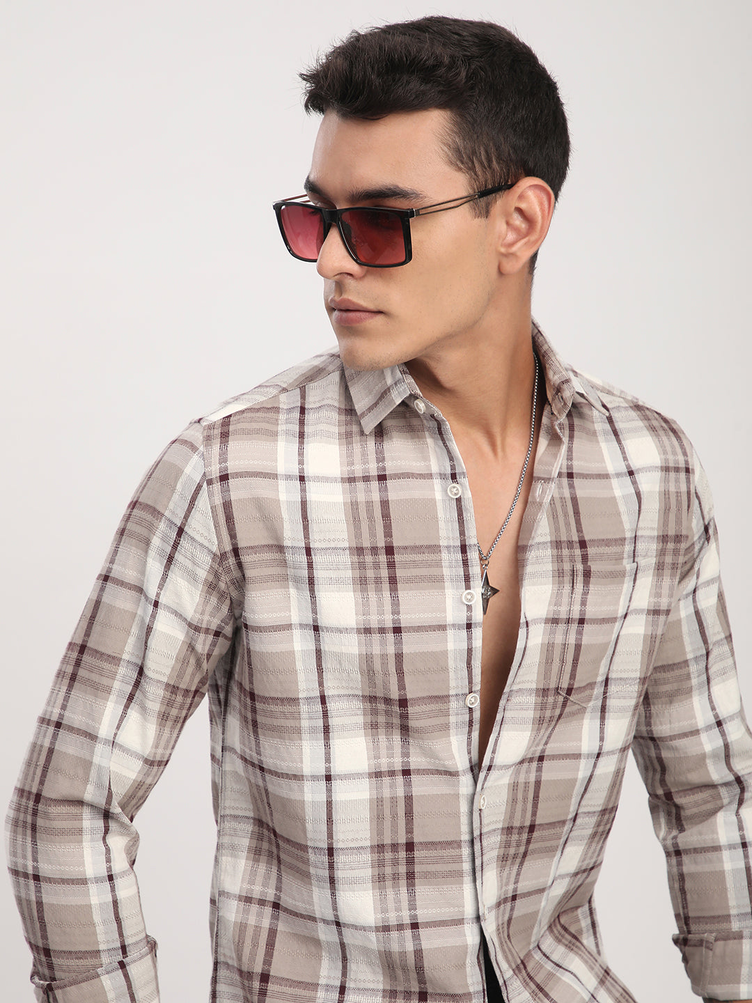 Ethereal Multicolour Checkered Textured Shirt