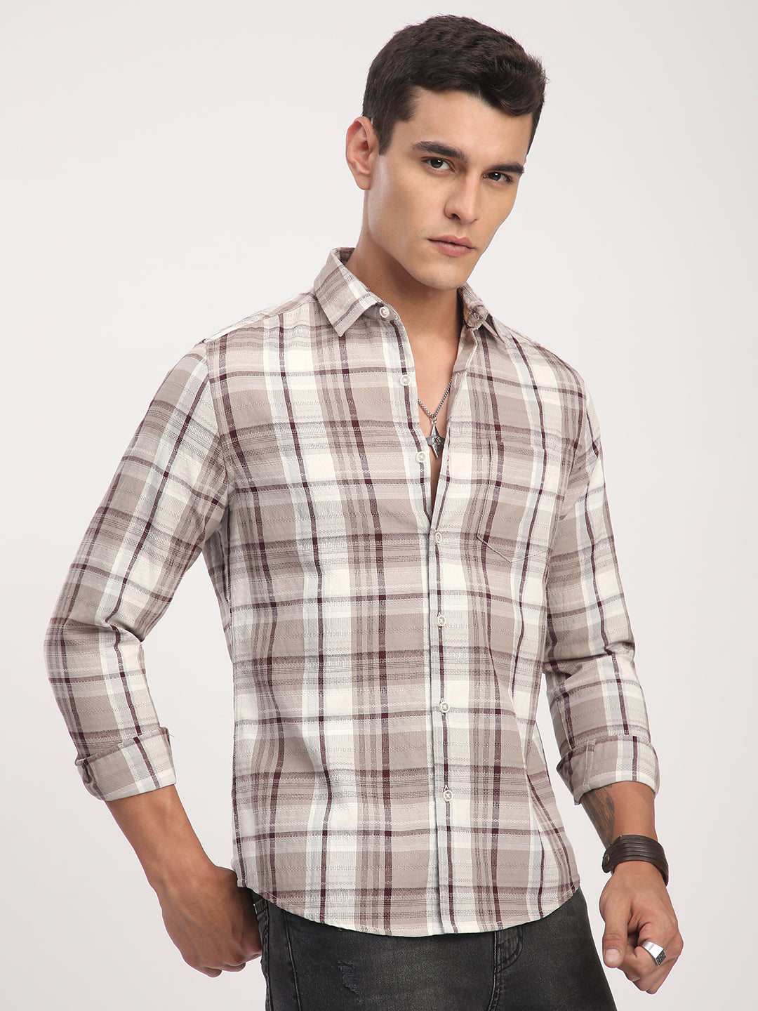 Ethereal Multicolour Checkered Textured Shirt