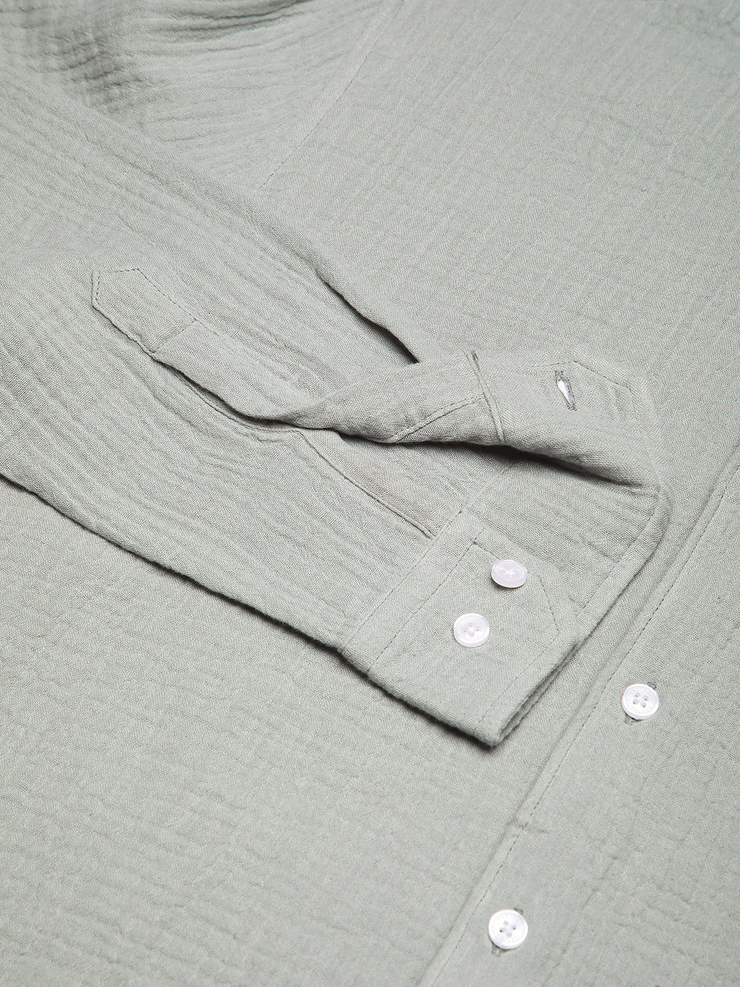 Laurel Green Zephyr Double Cloth Crinkled Shirt