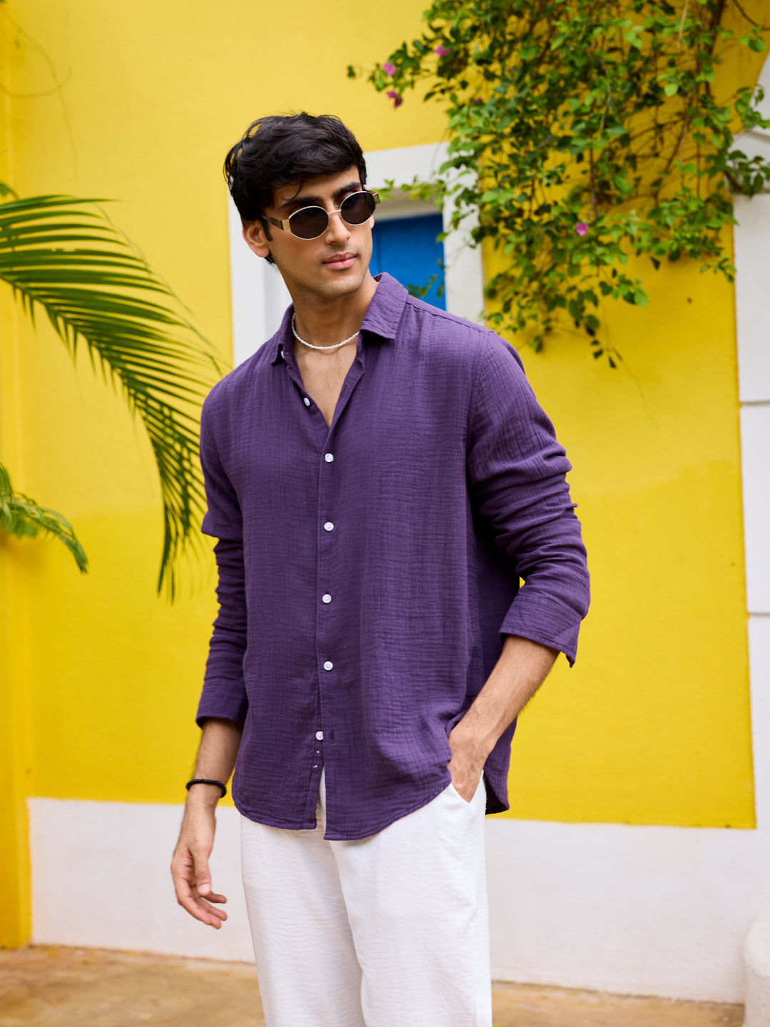 Kalamata Purple Double Cloth Shirt