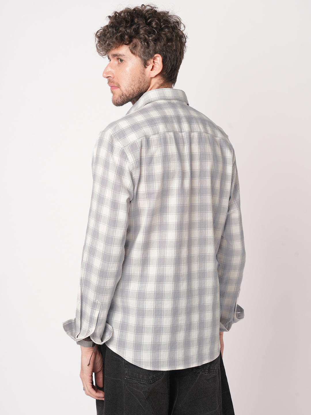 Silver Mist Premium Dobby Checks Shirt