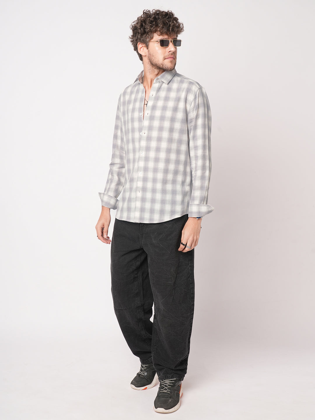 Silver Mist Premium Dobby Checks Shirt