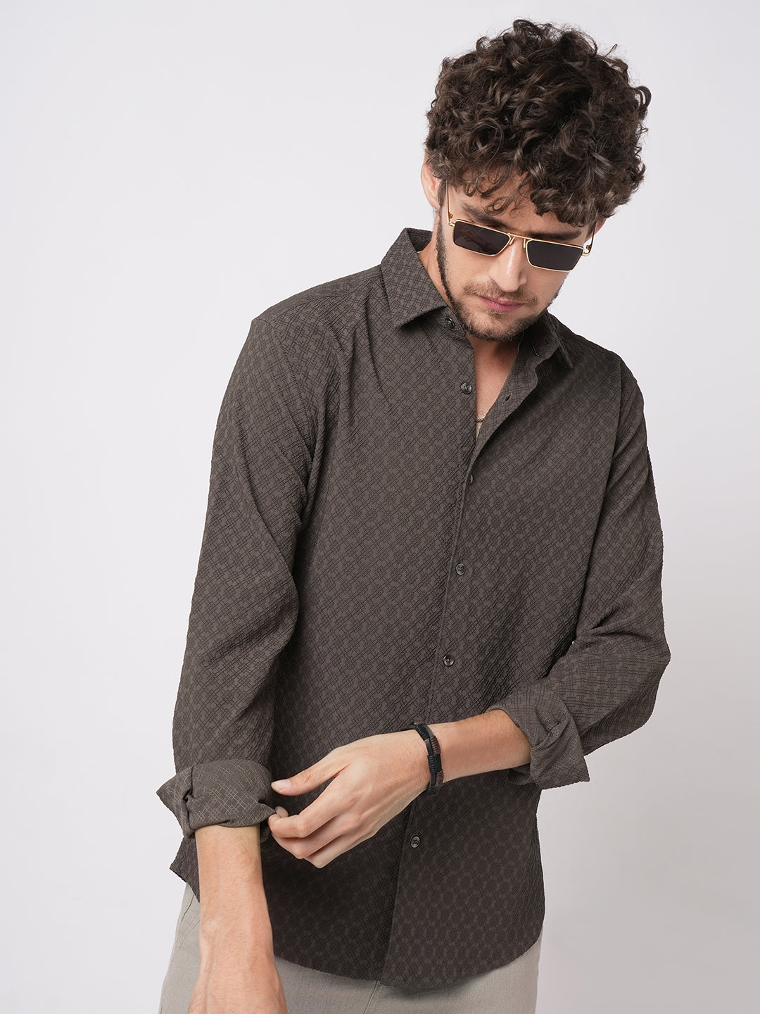 Refined Mouse Grey Textured Shirt