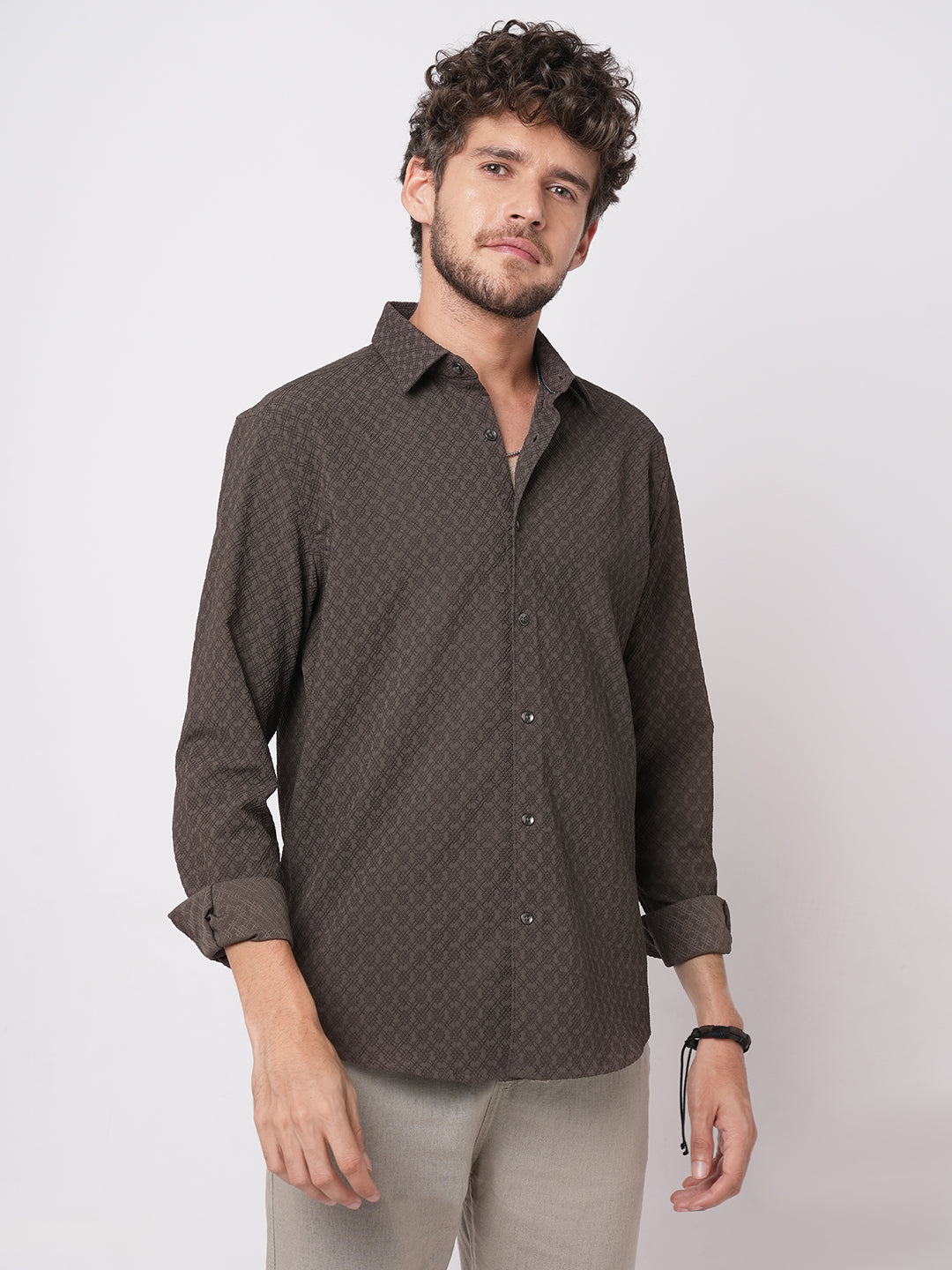 Refined Mouse Grey Textured Shirt