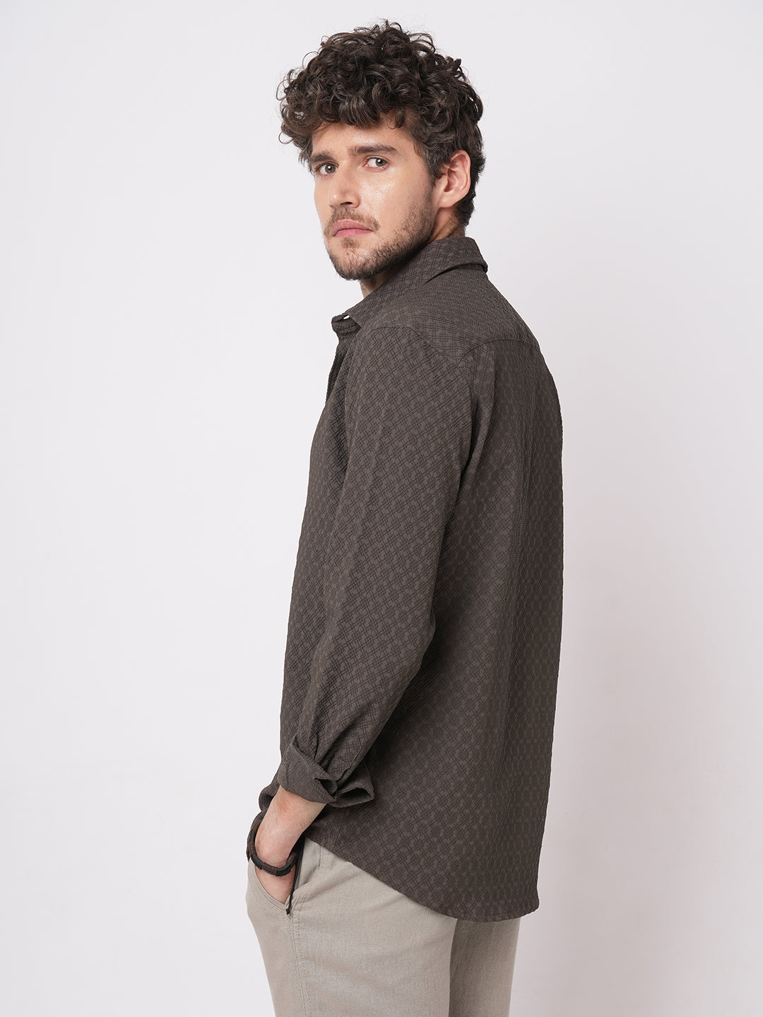 Refined Mouse Grey Textured Shirt