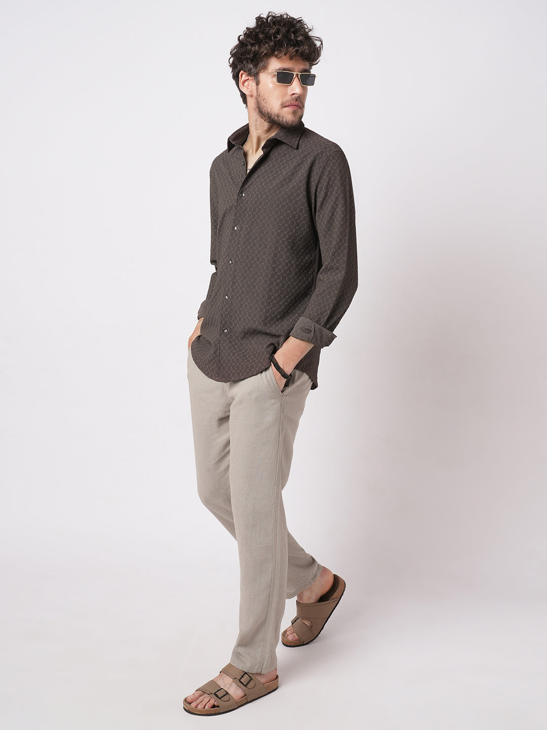 Refined Mouse Grey Textured Shirt