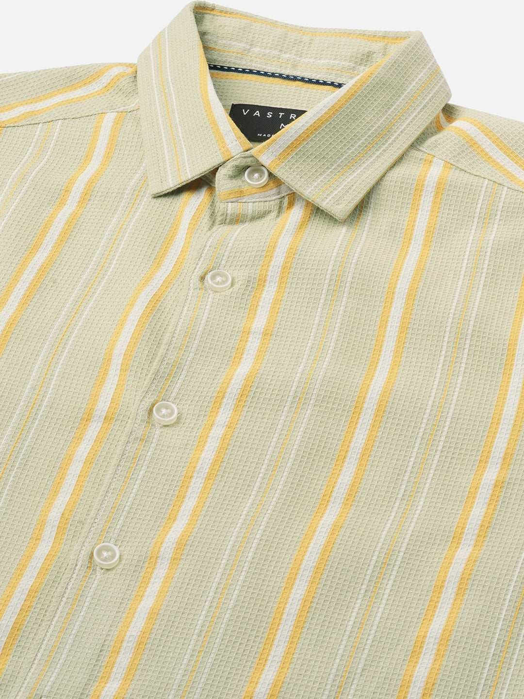Pastel Green Coastal Striped Waffle Shirt