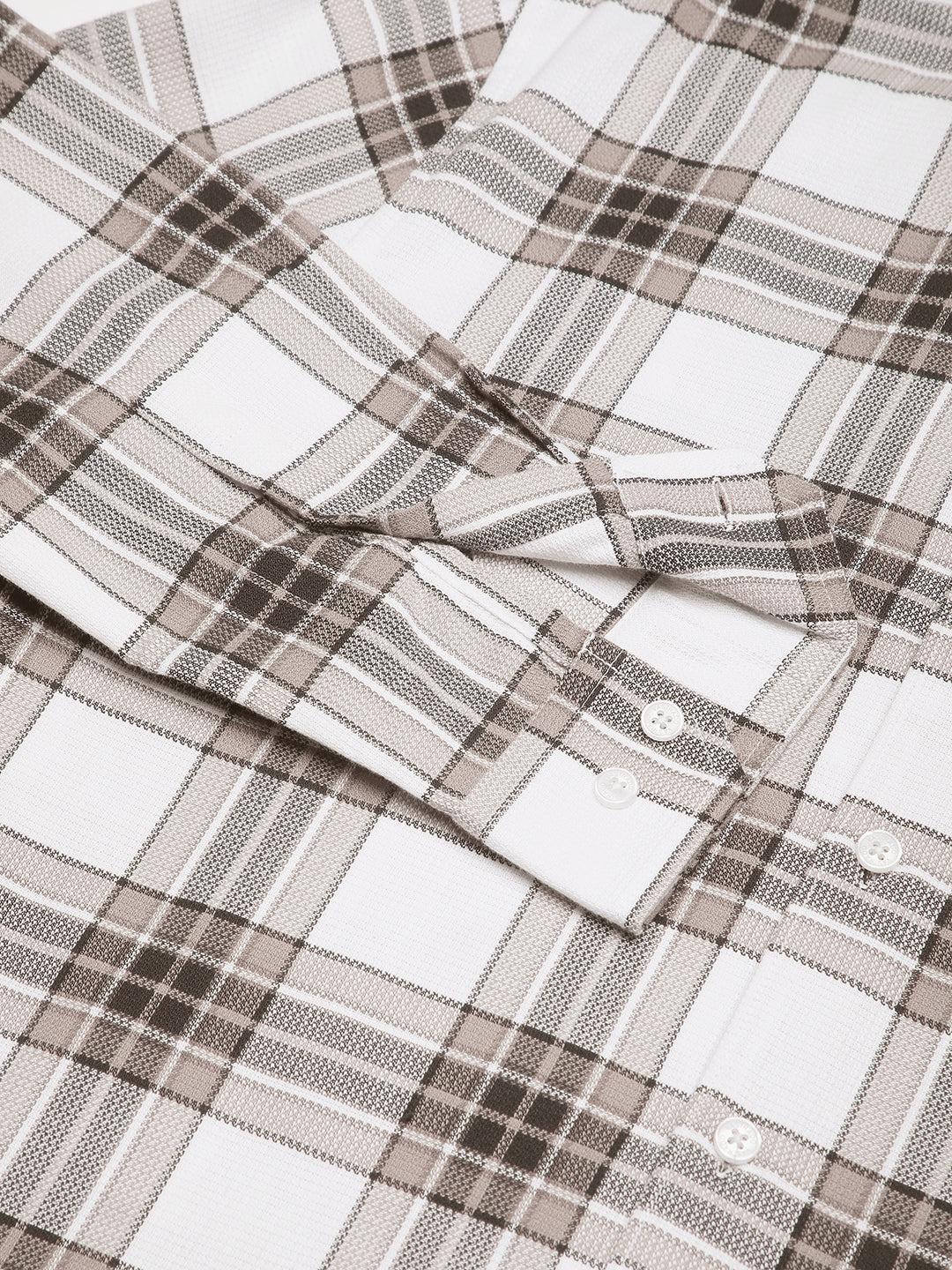 Premium Cotton White & Brown Plaid Checks Shirt