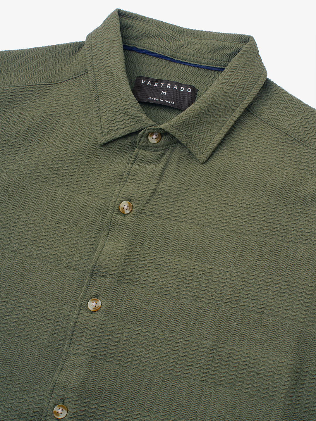 Olive Green Terrain Ripple Detail Textured Shirt