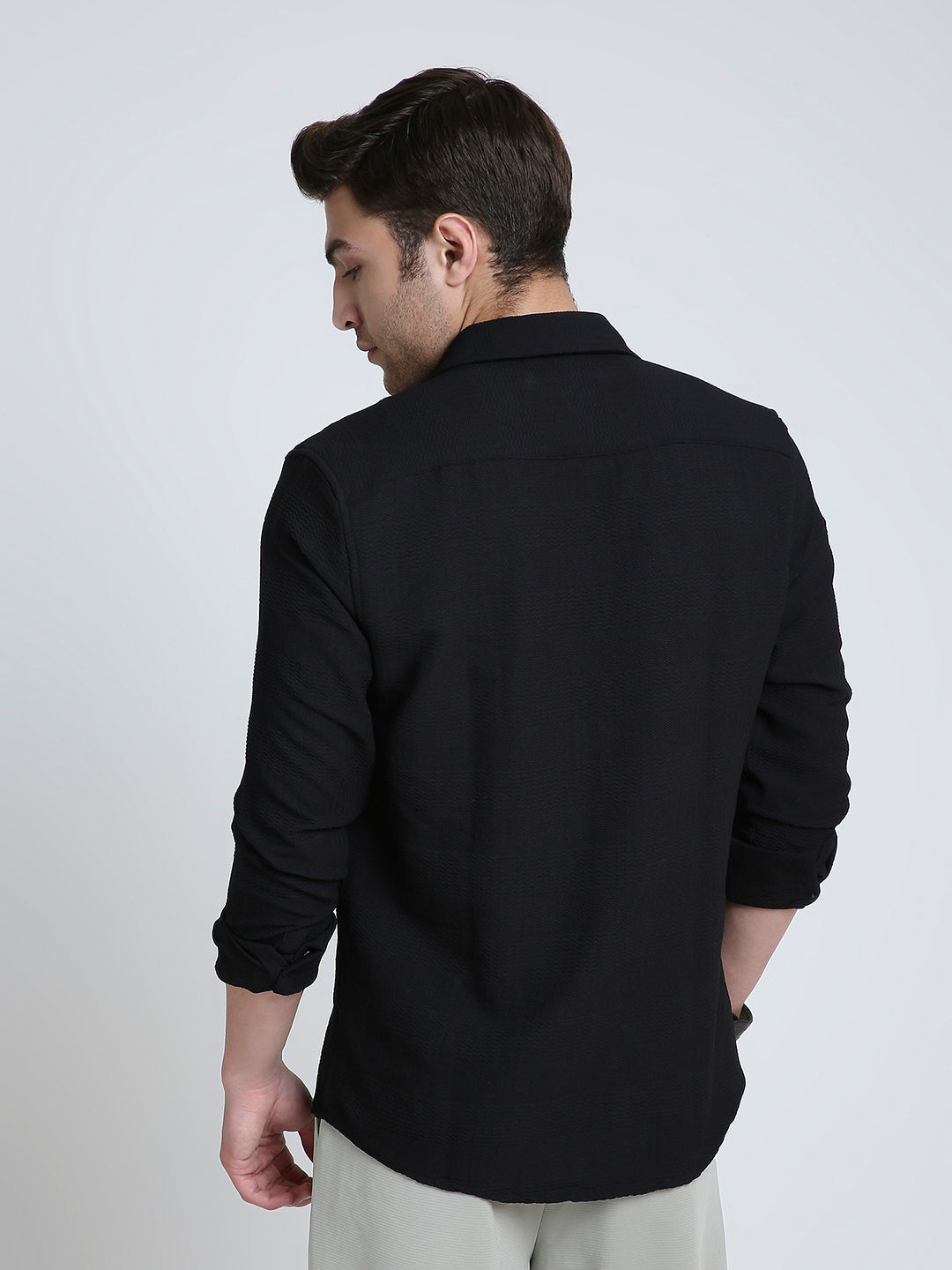 Storm Black Ripple Detail Textured Shirt